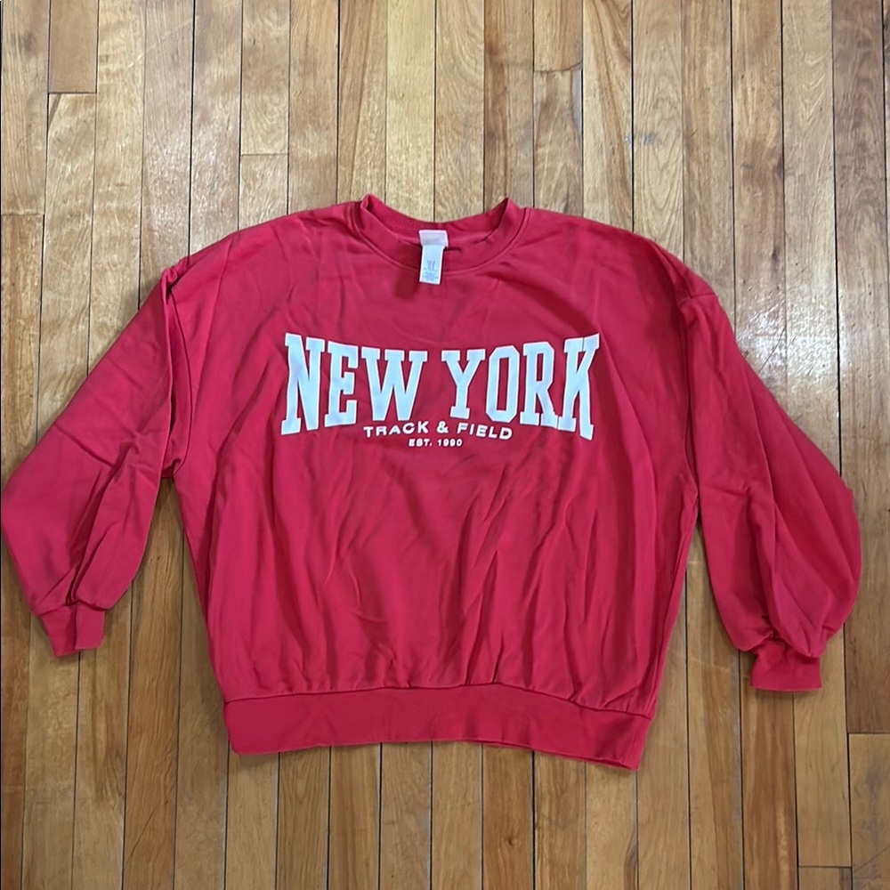 H&M Red New York Track & Field Sweatshirt